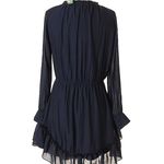 Deja Vu Navy Blue Long Sleeve Tiered Mini Dress Photo 1