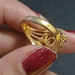 Vintage coral tigers eye gold ring size 8 Red Photo 10