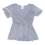 Caution to the Wind  Striped Peplum Wrap Style Top Size Small‎ Photo 0
