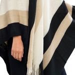 Riah Fashion Riah Color Block Fringed Poncho Photo 1