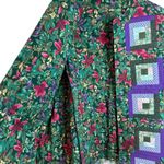 Handmade  Quilted Patchwork Barn Jacket Green Purple Floral Log Cabin Size XL/1X Photo 6
