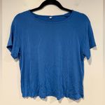 Blue soft boutique open back short sleeve shirt Size M Photo 0