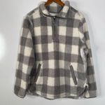Cozy Sherpa  Gray Buffalo Plaid 1/4 Zip Pullover Size Medium Photo 0