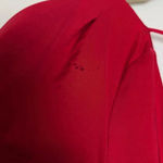 EXPRESS Midi Dress Red Waist Defined Button Front Open Back Silky Holiday Photo 5