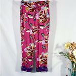 Farm Rio Violetta Floral Cropped Drawstring Pull On Trousers **Flawed ~ XS 💛 Photo 8