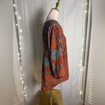 New Directions Red and Orange Graphic Blouse with Mandarin Collar Size XL Photo 1