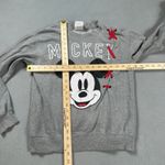 Disney Mickey Mouse Sweatshirt Womens XS Grey Red Lace Up MICKEY Pullover VTG Photo 2