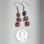 Elegant Pink Abalone Shell Beaded Boho Dangle Earrings Silver Photo 2