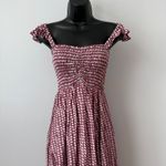 Tiare Hawaii Maxi Dress Smocked Tiered Ruffle Sleeve Burgundy sz One Size NWOT Photo 1