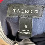 Talbots  Dress Womens Size 6 Blue White Houndstooth V Neck Professional Midi Photo 6