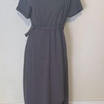 Polagram Gray high low wrap Dress belted keyhole maxi Photo 0