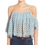 Tularosa Amelie Lace Crochet Mint Blue Crop Top Photo 0