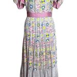 CK Bradley Wildflower Gray Annabelle Maxi Dress L | Puff Sleeve Tiered Cottage Size L Photo 0