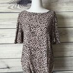 H&M Beige & Black Cheetah Print Flutter Sleeve Top Photo 0