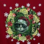 Well Worn  Womens Christmas Cat T-shirt Size‎ Medium Red Holographic Holiday Photo 1