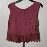 Self Esteem  Women Brown Crochet Cropped Shirt Size S Photo 3