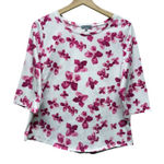 Habitat  Clothes To Live In Top Sz M Womens Floral 3/4 Sleeve Cotton‎ Lagenlook Photo 0