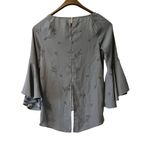 LC Lauren Conrad LC Blouse Size XS Floral Split Back 3/4 Bell Sleeve Chiffon Business Casual Photo 1