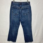 We The Free  Crop Jeans Blue High-Rise Button-Fly Raw Hem Sz 31x25 Stretch Photo 4