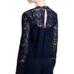 Saylor Anthropologie Navy Blue Long Sleeve Lace Layered Coquette Romper XS Photo 1