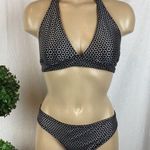Old Navy Black & Silver Circle Print Bikini Swim Bathing Suit Set M Photo 0