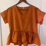 SheIn  Short Sleeve Peplum Blouse in Rust (like new) - size large Photo 0