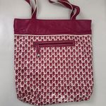 Vera Bradley Frill Floral Tote Bag Purse Daisy Print Red White Travel Knitting Photo 2