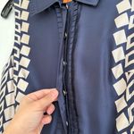 Tory Burch  Silk Navy and Cream Geometric Print Sleeveless Midi Dress Size 6 Photo 3