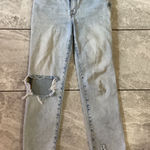 Good American Light Wash High Rise Distressed Jeans Size 2 26 Blue Denim Photo 0