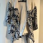 Anthropologie Lilka Short Robe House Coat Navy Blue White Jacquard Hood XS/S Photo 6