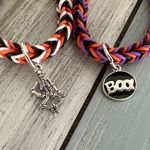 Handmade NEW Set Of 2 Halloween Krazy Loom Bracelets W Charms Skeleton & “BOO” Photo 2