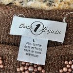 Vintage Just One Metallic Brown Gold Embellish Beads Retro 80s Y2k Womens L Size L Photo 6