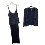 Alex Evenings Size 18 Navy Rhinestone 2 Piece Dress Jacket Set Formal Occasion Photo 2