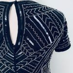 Parker Black Sequin Beaded Mini cocktail Party Dress Photo 7