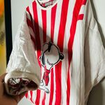 Vintage Red White Striped Double Sided Snoopy Reversible Sweatshirt Size Large Photo 7