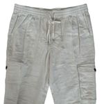 New J. Crew Linen Blend Cream Elastic Tie Waist Zip Ankle Jogger Plus Size 16 Photo 2