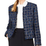 Apt. 9 NWT . Blue. Tweed Jacket With Silver Black White Photo 0