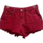 PacSun  Red‎ Denim Shorts Raw Hem Size 25 Mid Rise Photo 0