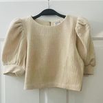 TCEC | NWOT | Corduroy Zipper Crop Top | M | Cream | CT7948 Photo 0