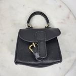 Vintage Italian Mini Black Leather Top Handle Bag Gold Buckle Made in Italy Photo 11