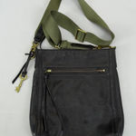 Fossil Vintage  Purse Cross-Body Style Bag Black Leather Army Green Strap‎ Photo 0