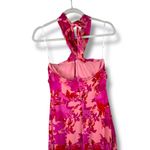 Lulus  NWOT Always Eye-Catching Hot Pink Floral Tiered Halter Midi Dress Large Photo 7