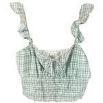 WAYF Smocked Waist Top Ruffle Sleeve Medium Farm Girl Beach Summer Fun Cropped Photo 1