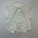 Free People  Boho Cream Sleeveless Open‎ Back Tank Top Size S Photo 3