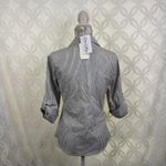 Active USA White Olive Stripe Woven Button Down Blouse Size M NWT Photo 9