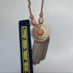 Boutique Long Peach Moonglow Lucite Fringed Pendant Gold 30” Photo 9