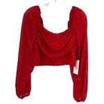 NWT Red Shimmer Crystal Sky Long Sleeve Crop Size L Party Glamour Size L Photo 1