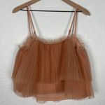 Anthropologie  Pleated Tulle Tank in Peachy Pink Balletcore Whimsical Size Medium Photo 2