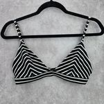 SheIn Black White Stripe Triangle Adjustable Hook Bikini Top Swimwear Medium Photo 0