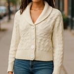 Anthropologie NEW Tapemeasure Cable Knit Wool Blend Cardigan Sweater Shawl Neckline Large Photo 0